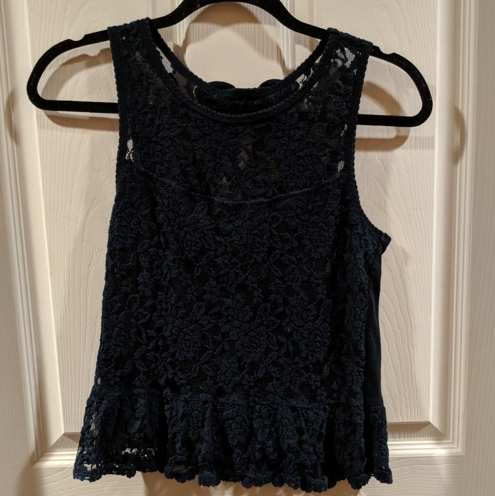 Navy blue Abercrombie lace top!